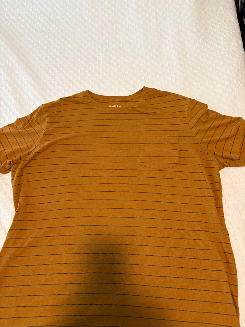 Goodfellow & Co Men’s Mustard Short-Sleeve Striped Pocket Tee